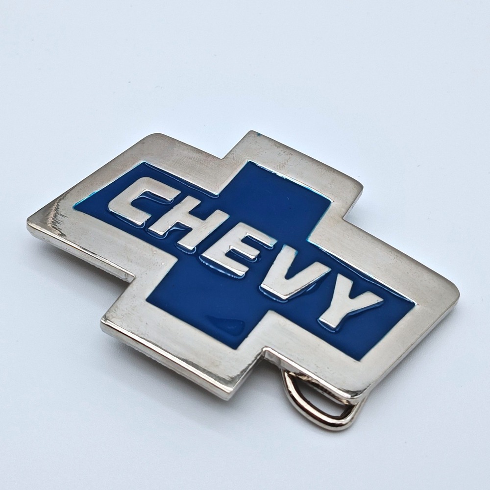 Chevy Bowtie Belt Buckle Blue Enamel Metal‎ (Unbranded)